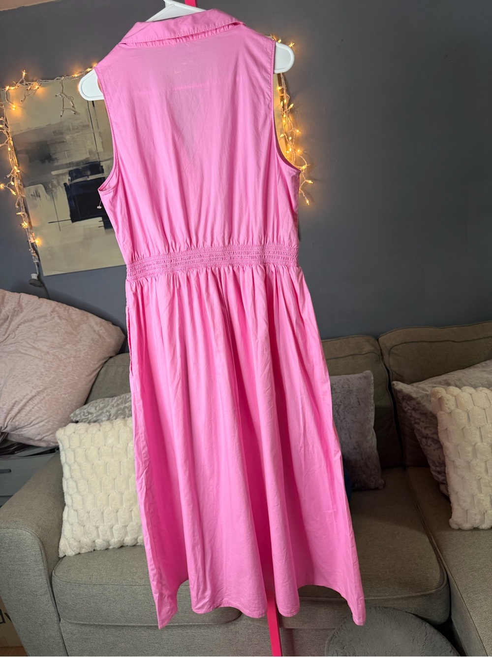 J.Crew Pink Sleeveless Midi Dress Size 8 Cotton Fit & Flare Collared Dress - Picture 5 of 5